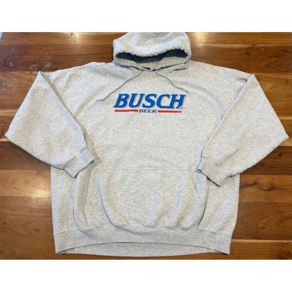 Busch Beer Hoodie Brew City Brand Mens 2XL Gray Mountain Graphic Sweatshirt